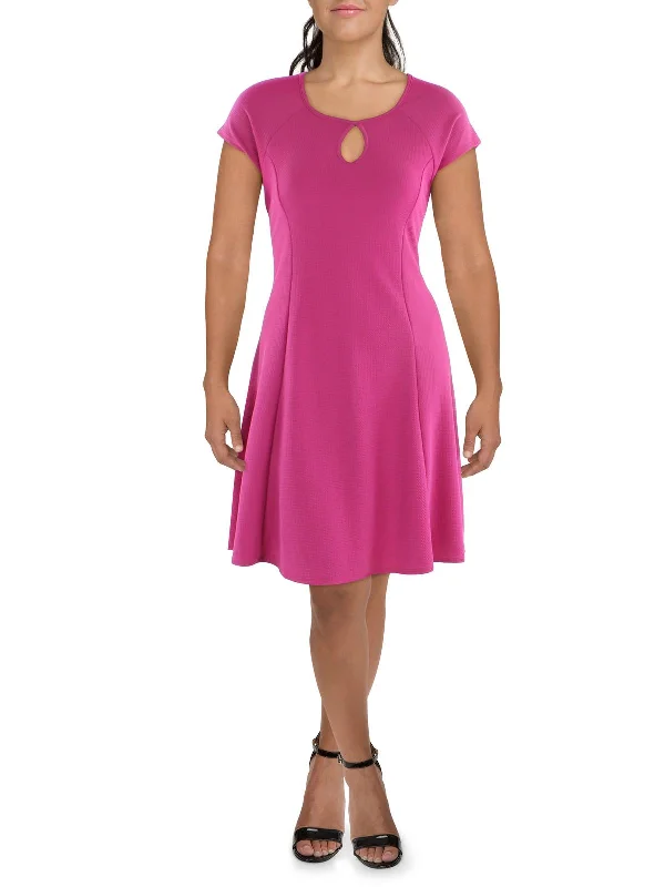 Clothing Sales Plus Womens Knit Textured Fit & Flare Dress