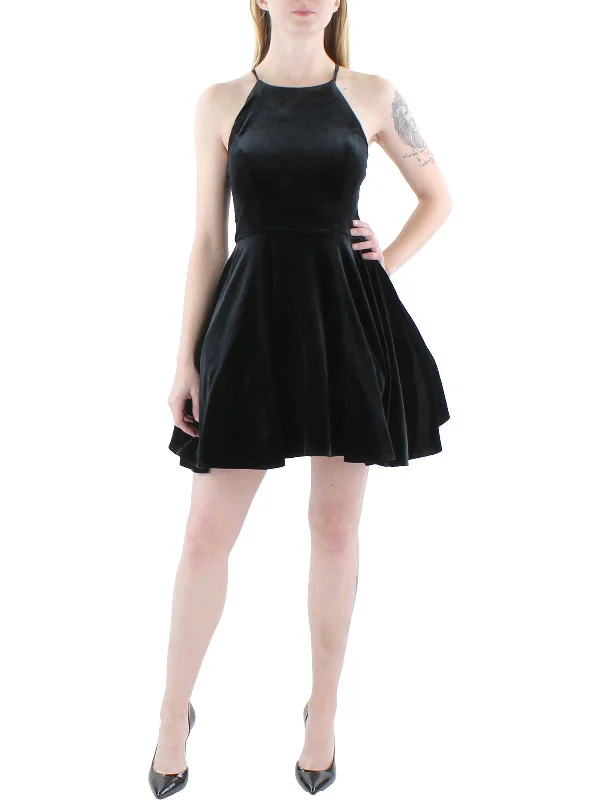 Stylish Dresses for Women Juniors Womens Velvet Mini Fit & Flare Dress