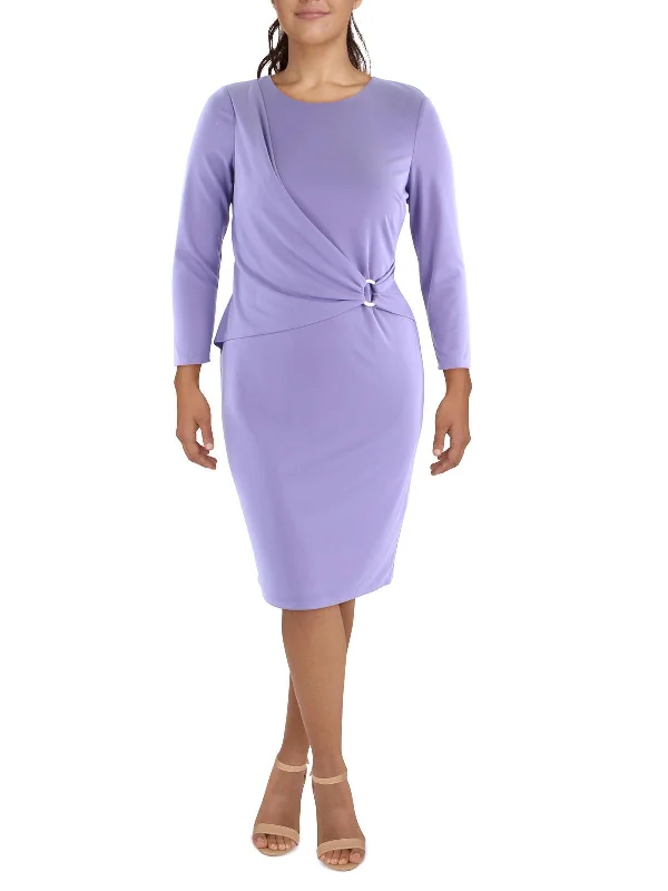Flash Sales This Week Womens O-Ring Knee Sheath Dress