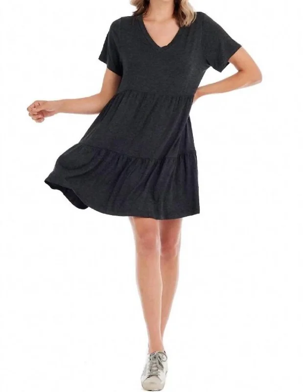 Affordable Women's Garments Tammy Tiered Dress In Charcoal