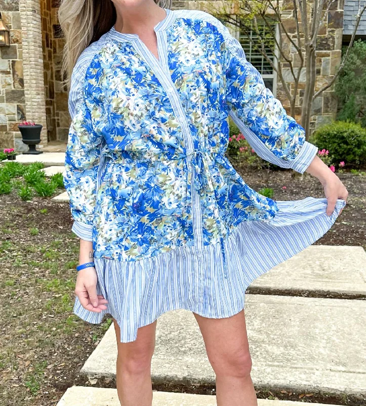 High Street Women's Fashion for Trendy Shoppers Mix It Up Dress In Blue