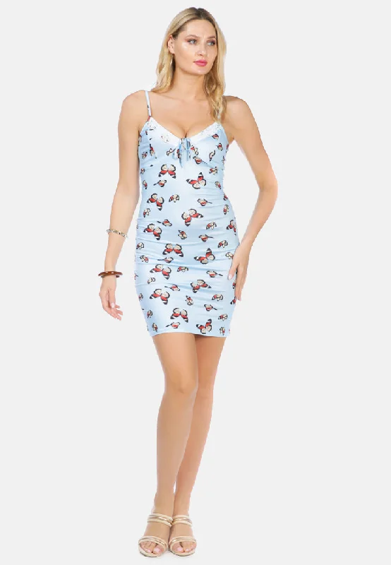 Women's Vacation Outfit Set butterfly print spaghetti evening slip dress