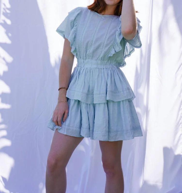Vibrant Styles Ruffle Dress In Blue