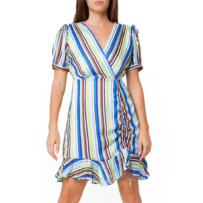 Women's Garments Multi-color Ruched Dress in Beach