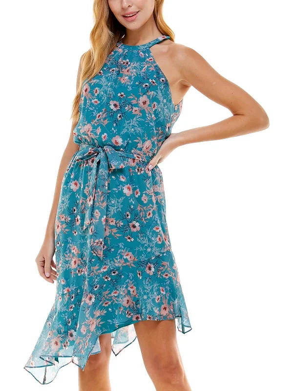 Street Style Fashion Juniors Womens Halter Asymmetric Fit & Flare Dress