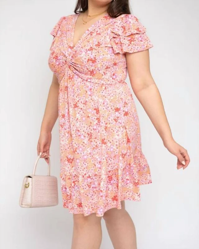 Vintage Fashion Ditsy Dress In Coral