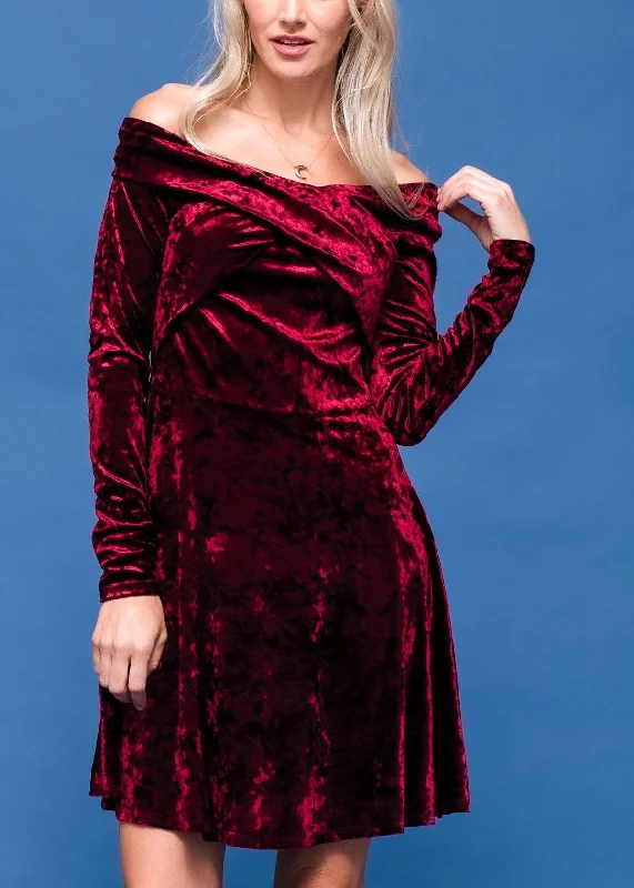 Vintage-Inspired Garments Velvet Off Shoulder Dress