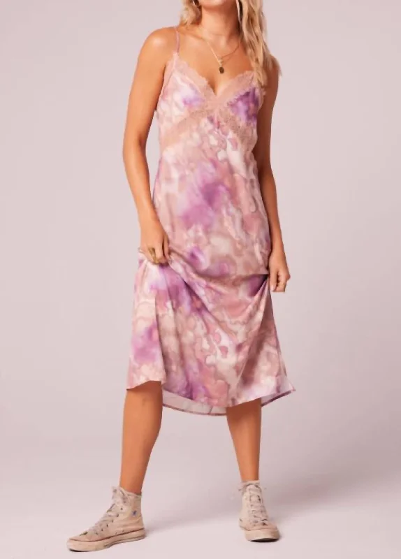 Women's Seasonal Clothes Amaranth Tie Dye Dress In Sand Lavender