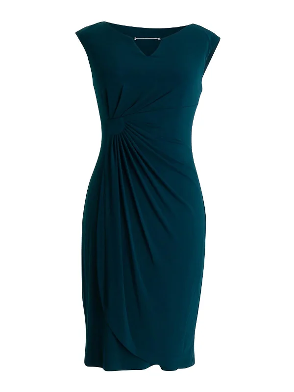 Affordable Women's Clothing Womens Key Hole Pleated Waist Cocktail Dress
