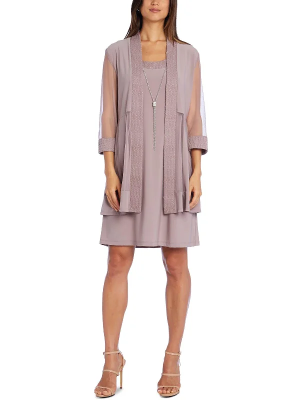 Women's Clothing For Casual Outings Petites Womens Illusion Mini Two Piece Dress