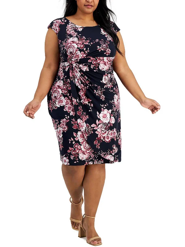 Timeless Women's Garments Plus Womens Side Tab Knee Sheath Dress