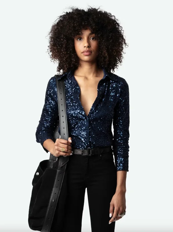 Everyday Fashion Tawny Sequin Shirt - Encre