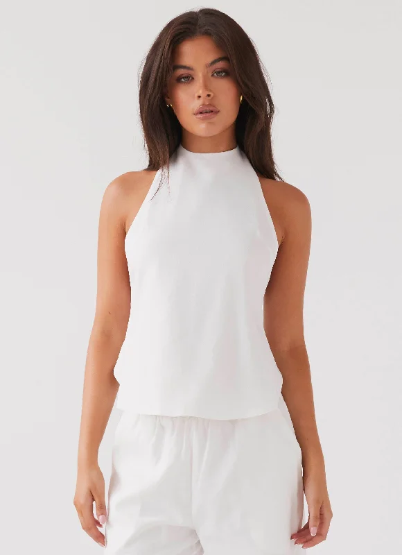 Quality Driven Apparel Heatwave Linen Apron Top - White