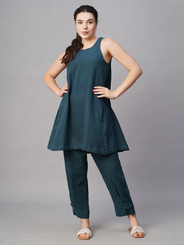 Latest Fashion Women's Blue Cotton Regular Fit Kurta