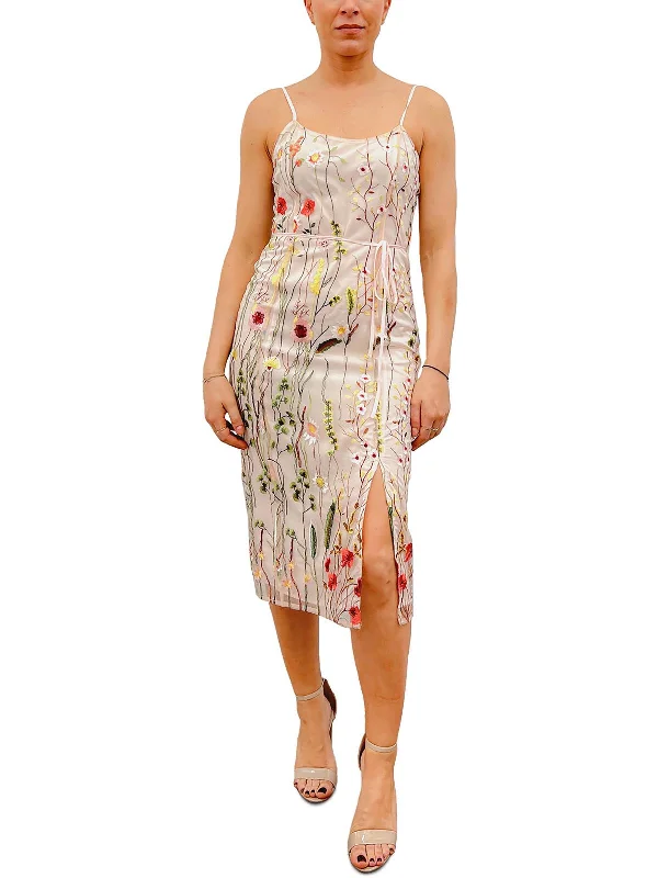 Chic Casual Style Womens Embroidered Sheath Dress