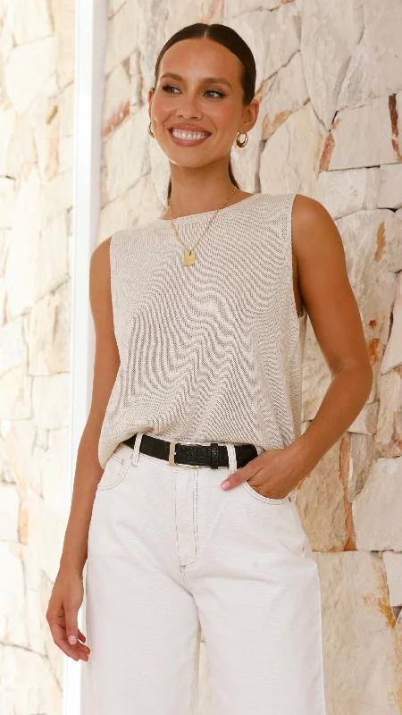 Rocker Chic Fashion Fareeda Top - Natural