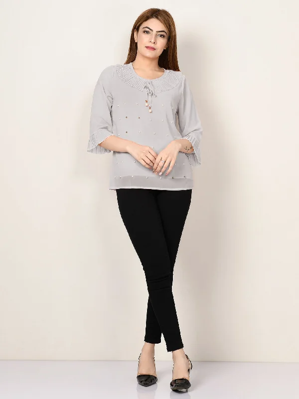 Budget-Friendly Fashion Pleated Chiffon Top