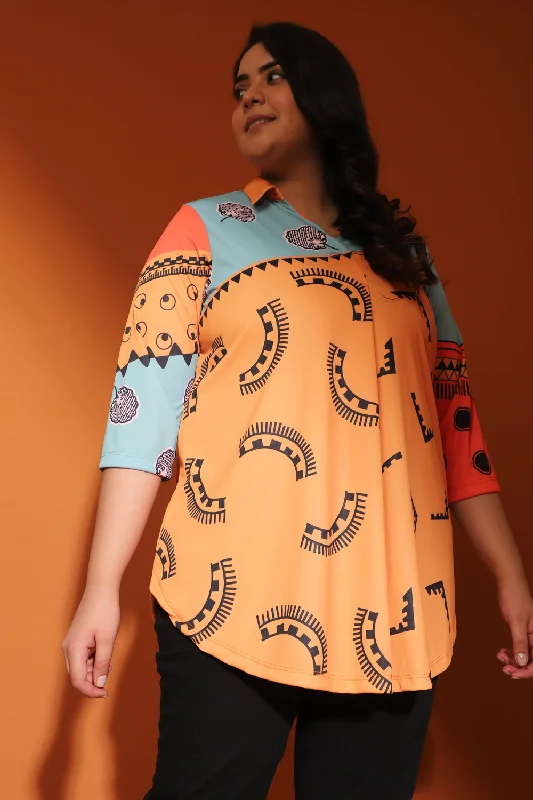 Quality Wear Color Block Centre Pleat Top
