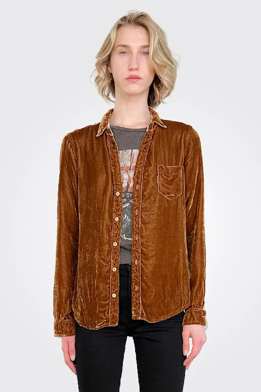 Hot Styles Sloane Velvet Shirt - Teak