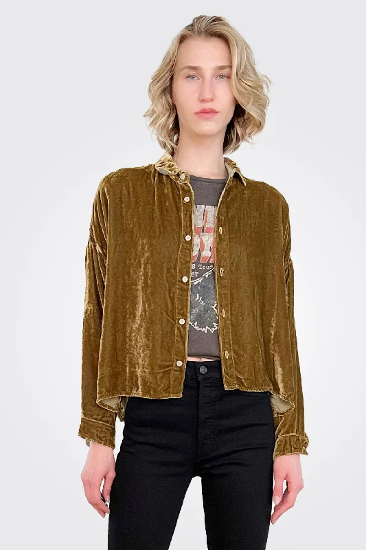 Exclusive Sale Ramona Velvet Shirt - Chartreuse