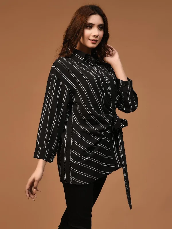 Sophisticated Style Striped Wrap Shirt