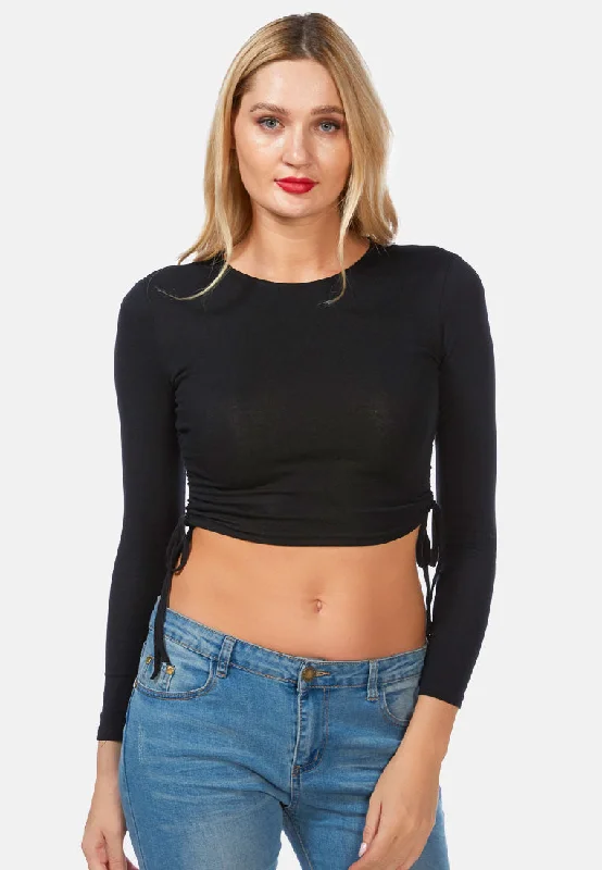 Wardrobe Update Ruched Side Drawstring Full Sleeve Top