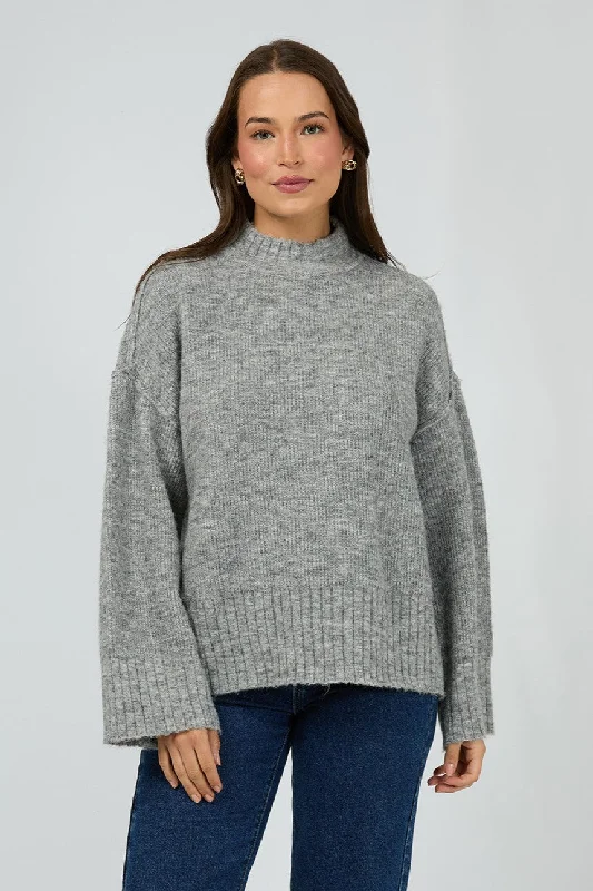 Casual Chic Clothing Silent Theory Suki Knit Jumper Grey Marle