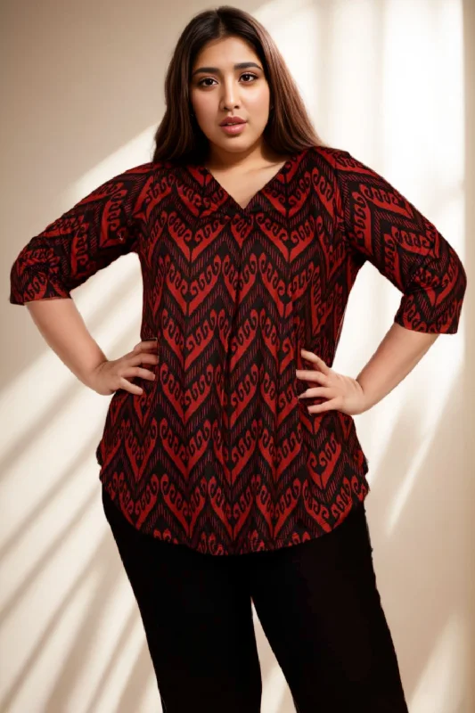 Exclusive Discount Maroon Black Plus Size Top
