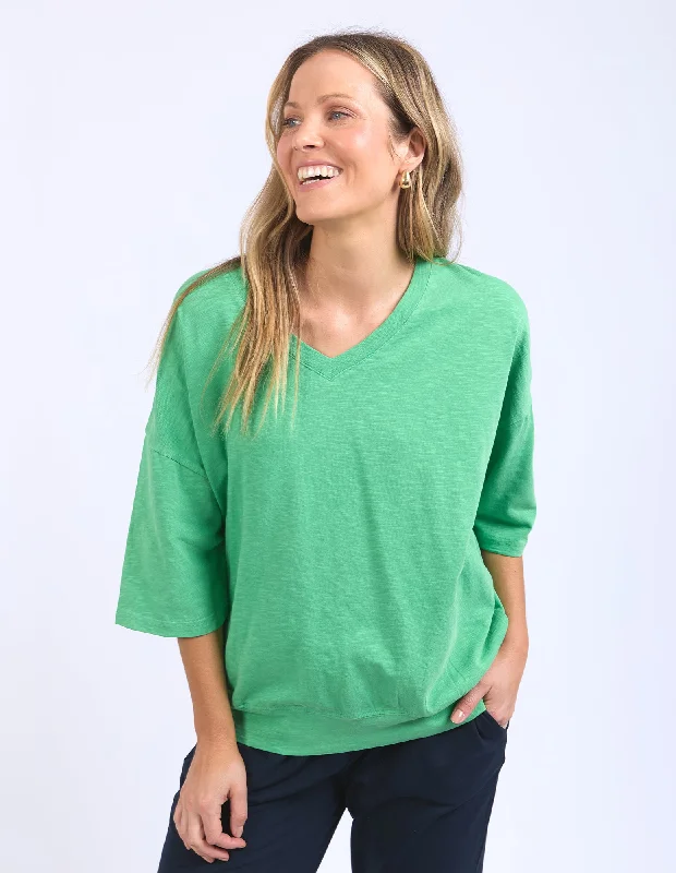Chic Wardrobe Elm Mazie Vee Neck Sweat Greenbriar