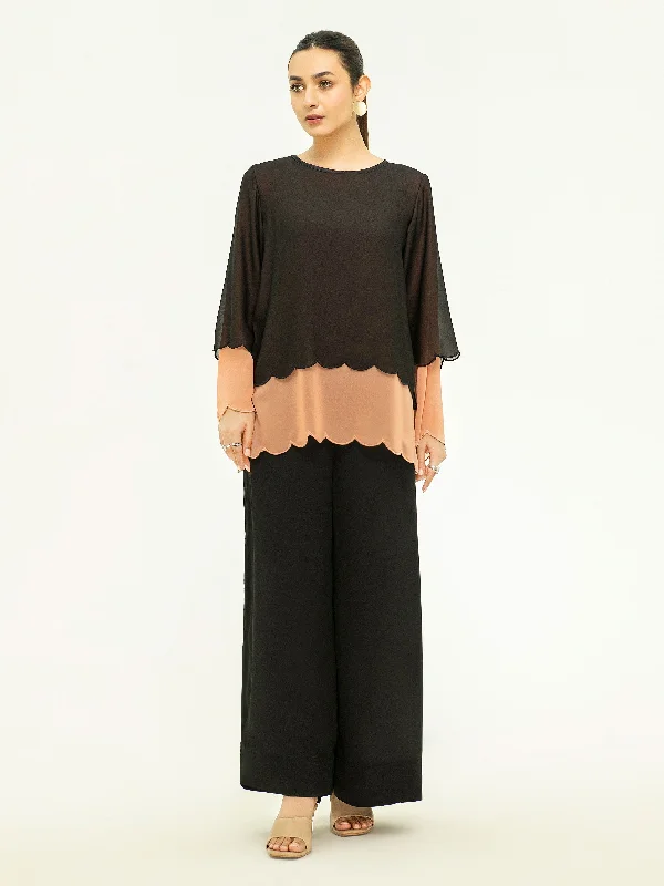 Holiday Glam Two Tone Chiffon Top