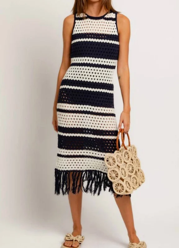 Women's Clothing For Casual Outings Crochet Dress In Navy