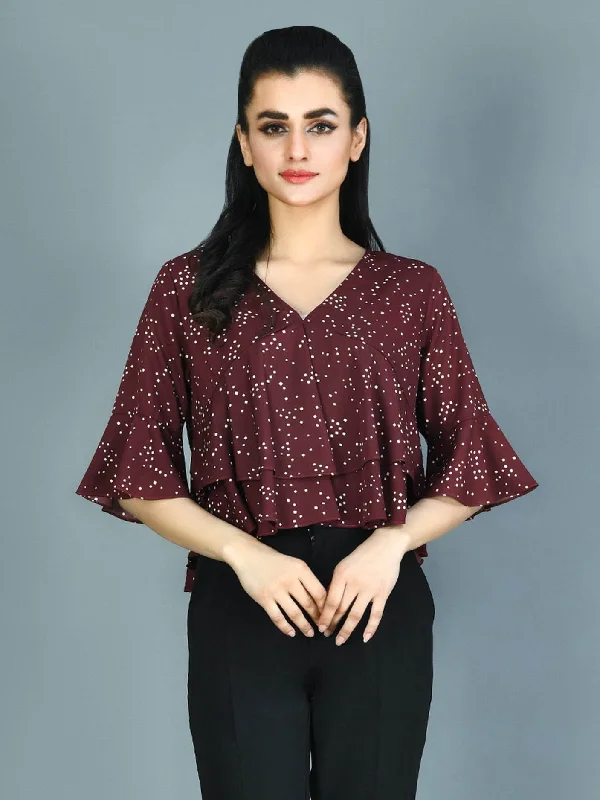 Luxury Fashion Dotted Ruffled Top