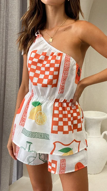 VIP Member Discount Bailus Top and Shorts Set - Lemon / Papaya Print