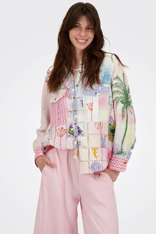 Elegant Clothing Ella Printed Linen Shirt - Heritage