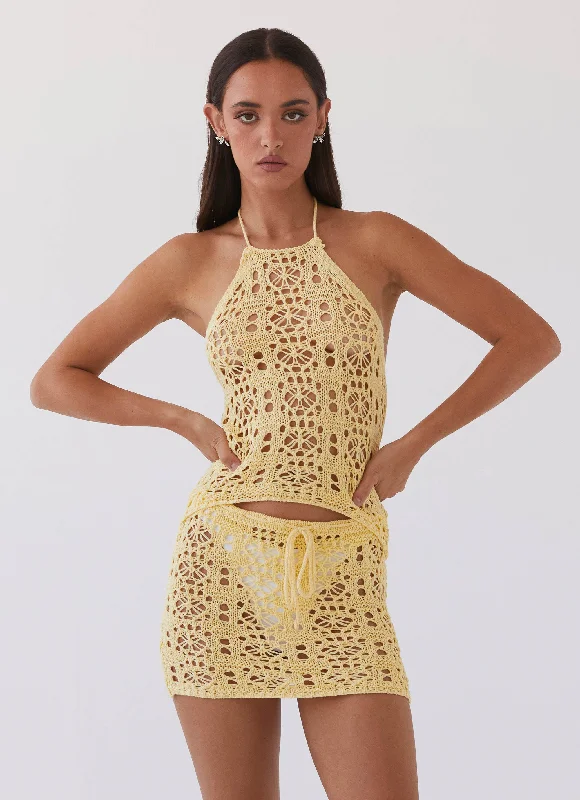 Limited Time Deal Free Mind Crochet Top - Marigold