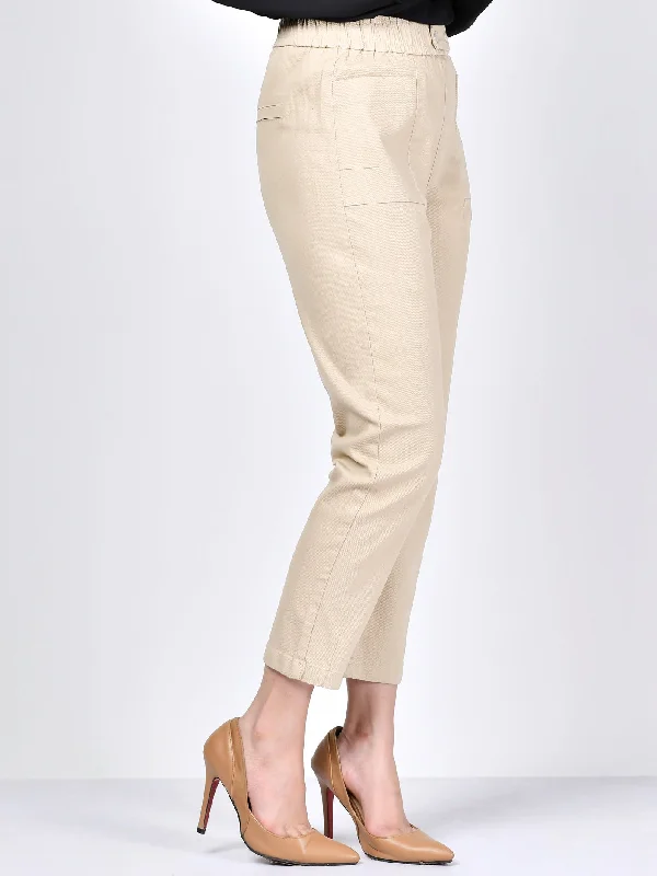 Bold Fashion Pocketed Jeans-Beige