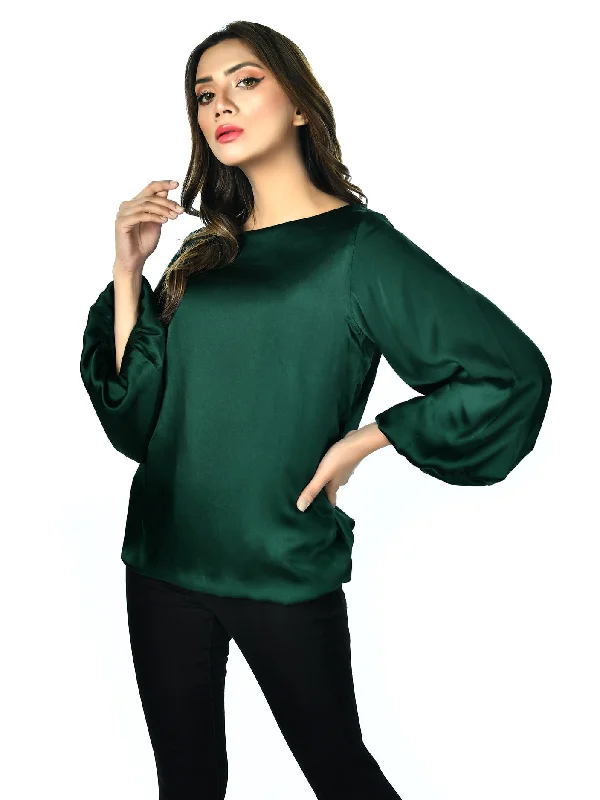 Comfortable Clothes Green Silk Shirt