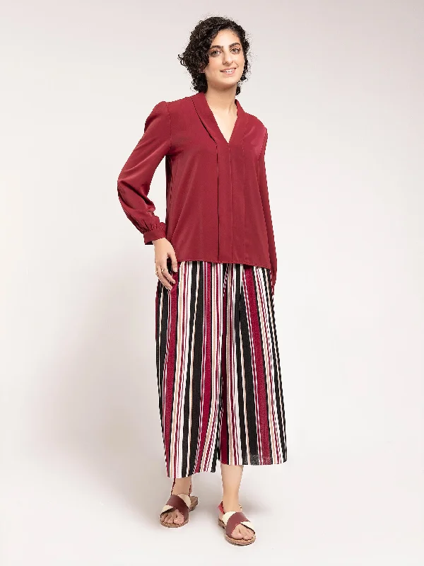 Elegant Style Plain Pleated Top