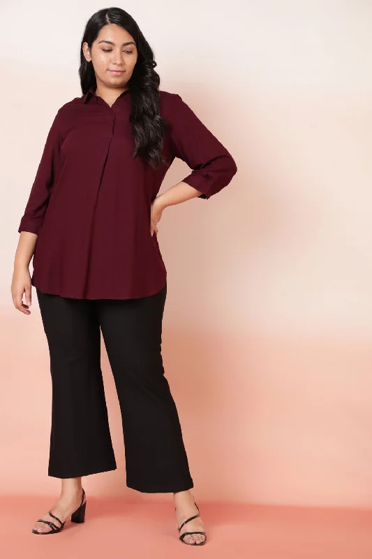 Limited Styles Plum Centre Pleat Top