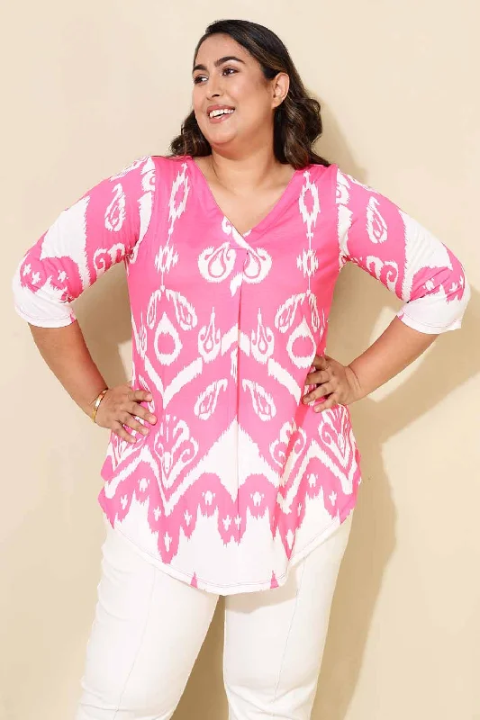 Eclectic Fashion Plus Size Pink White Top