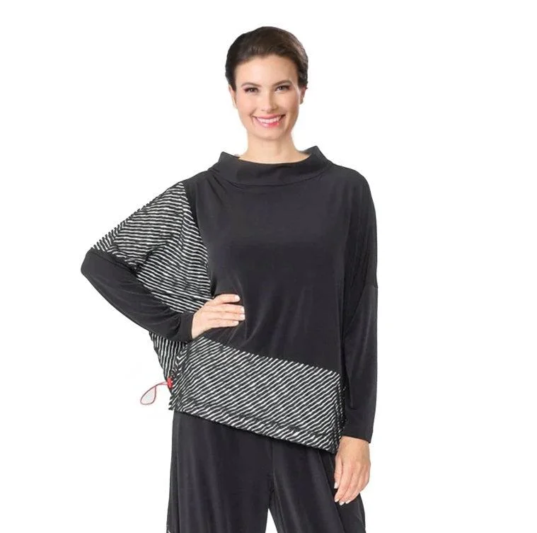 Big Sale Event Colorblock Striped Trim Top - 6901T