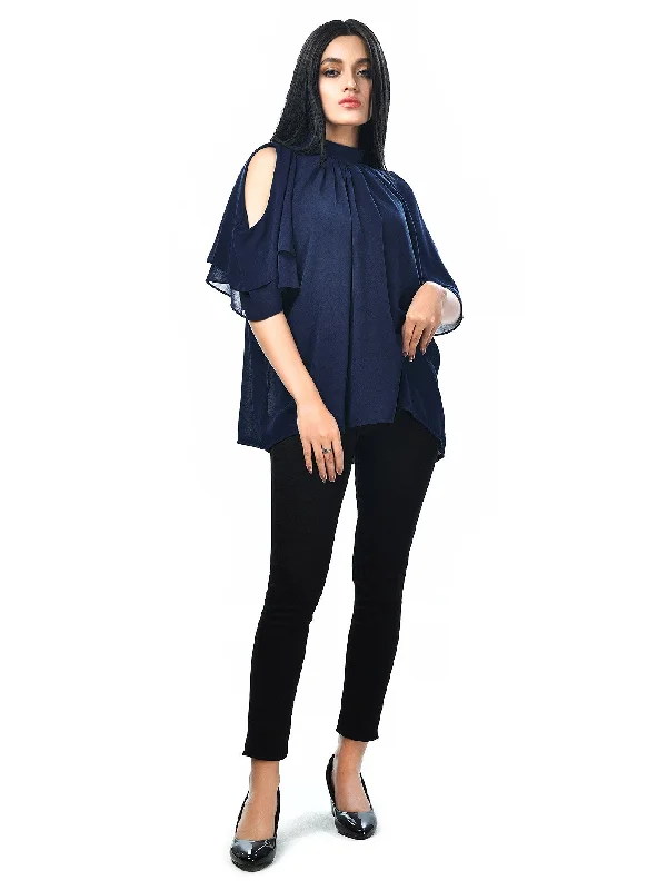 High End Fashion Cold Shoulder Flared Top