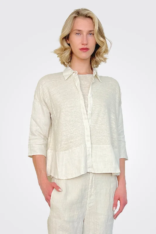Online Impressions Boutique Linen Jersey Shirt - Ivory