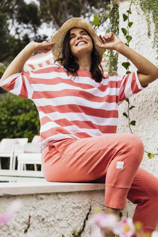 Quality Wear Elm Mazie Block Stripe Sweat Watermelon Crush And White Stripe