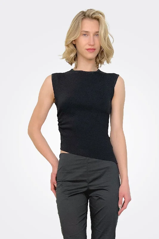 Women Online Clothing Boutiques Asymmetric Top - Nero