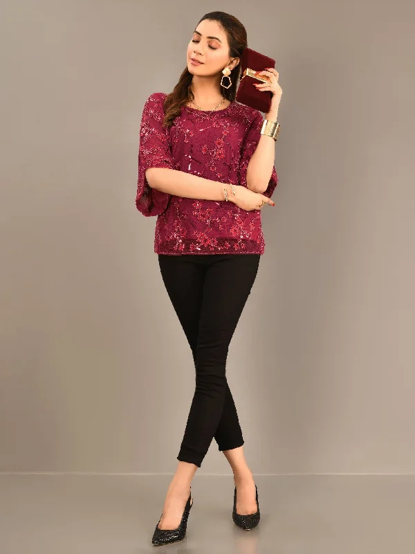 Comfort Meets Fashion Beaded Net Top