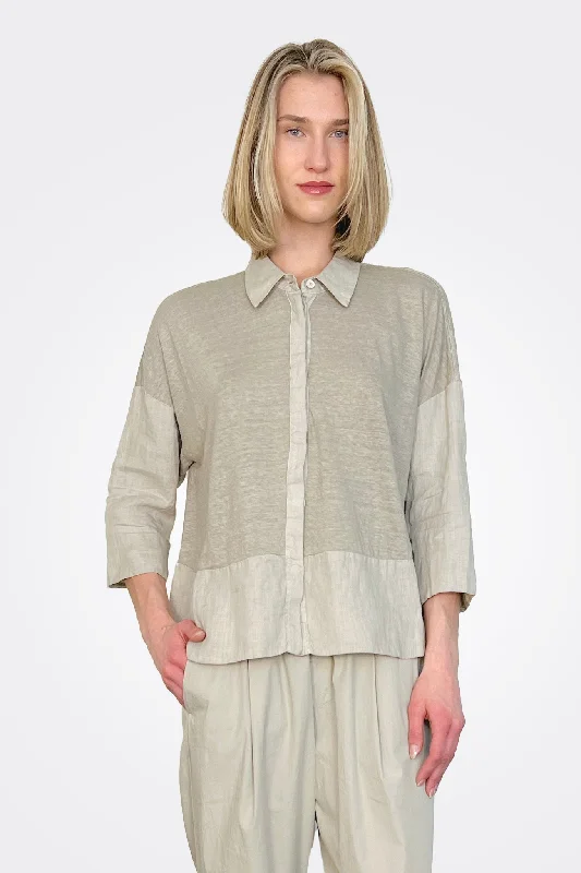Pastel Styles Linen Jersey Shirt - Pearl Grey
