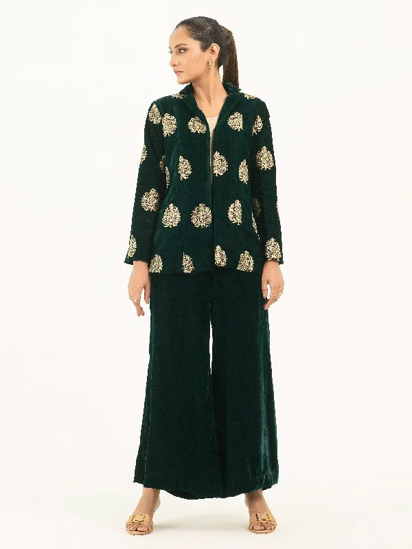 Elevate Your Wardrobe Embroidered Velvet Co-Ord Set