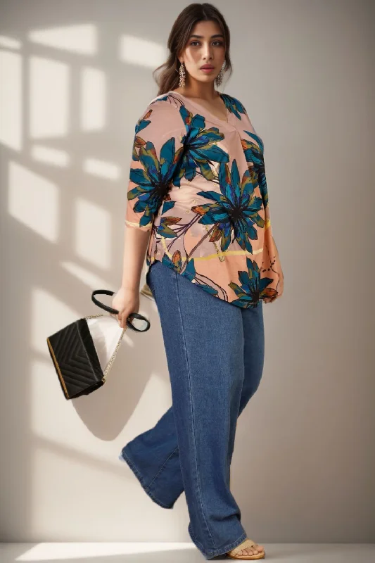 Elegant Styles Purple Floral Plus Size Top