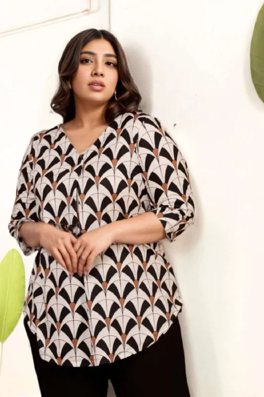 Everyday Fashion White Black Plus Size Top